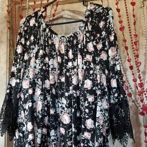 Floral Peasant style blouse, size 2X